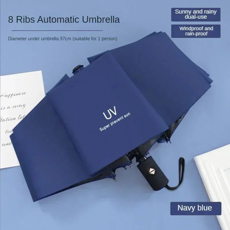 Mini Folding Automatic Umbrella - UV Protection, Windproof & Portable for Rain and Sun - Stylish & Lightweight for Women, Men, and Children