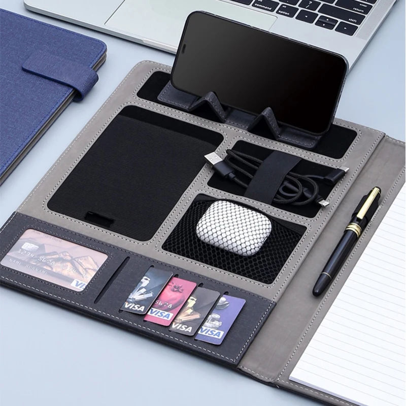 Executive A4 Leather Portfolio: Multifunctional File Folder and Phone Document Holder - Ideal for Business Office and Travel