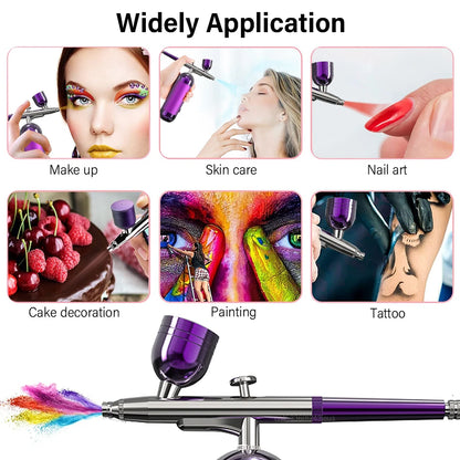 Portable Airbrush Nail Kit with Compressor | Cake Tattoo Makeup Paint Air Spray Gun | Oxygen Injector for Nails | Air Brush for DIY Nail Art