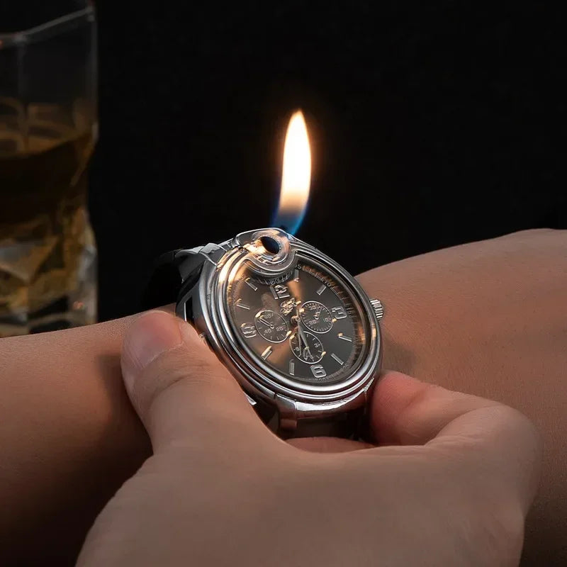 Metal Gas Watch Lighter - Refillable, Portable Windproof Lighter, Fashionable and Cool, Creative Gift for Outdoor Use