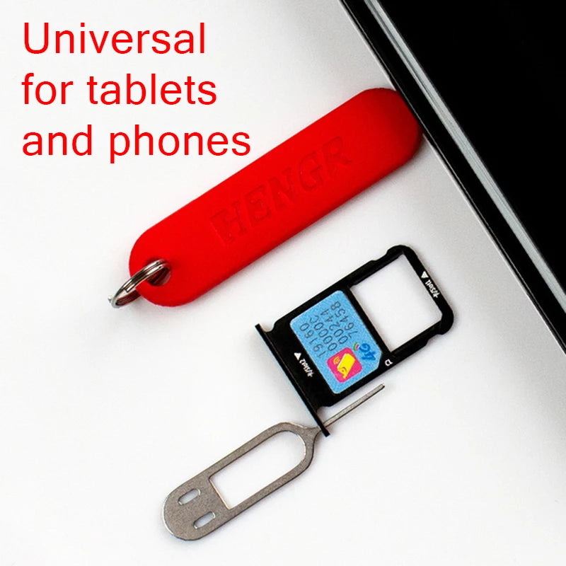 3PCS Silicone SIM Card Pin Keychain – Anti-Lost Phone ID Card Tray Pins – Stainless Steel Removal Needle & Thimble Keyring