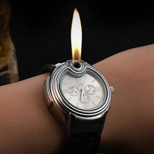 Metal Gas Watch Lighter - Refillable, Portable Windproof Lighter, Fashionable and Cool, Creative Gift for Outdoor Use