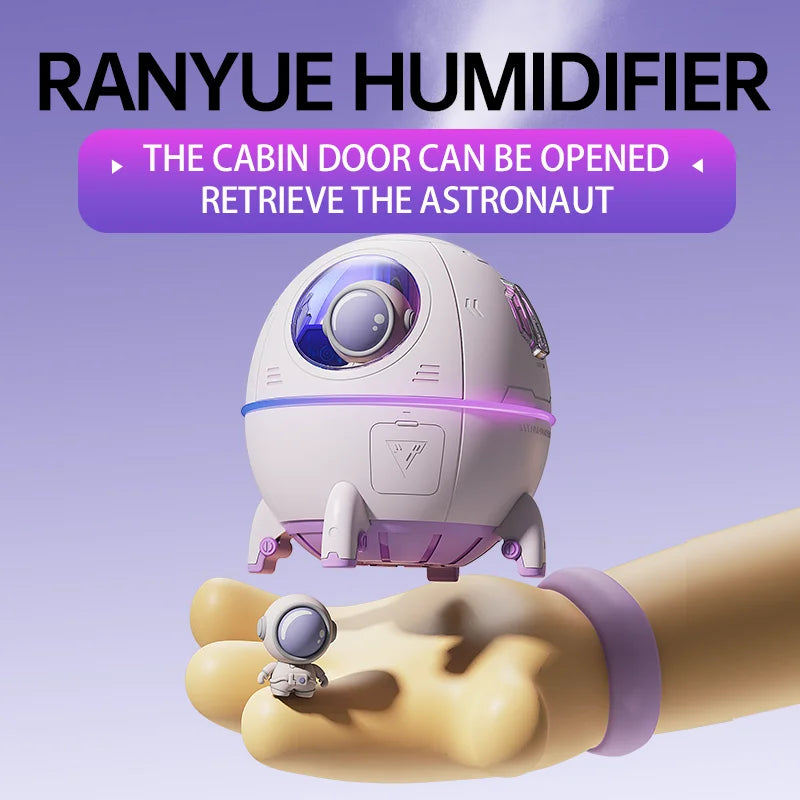 Portable Astronaut Humidifier – LED Light and Aroma Diffuser, USB Powered for Clean, Hydrated Air, Cute Aesthetic