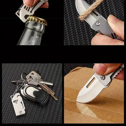 Mini Folding Knife – Stainless Steel Box Opener with D2 Steel Blade, Portable Sharp Knife with Key Chain