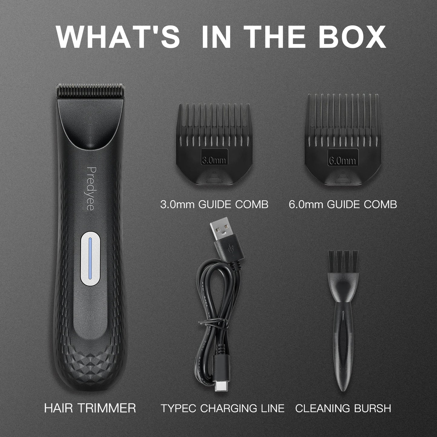 Electric Trimmer for Men's Groin Hair - Versatile Body Groomer, Waterproof Pubic Hair Trimmer with Replaceable Ceramic Blade