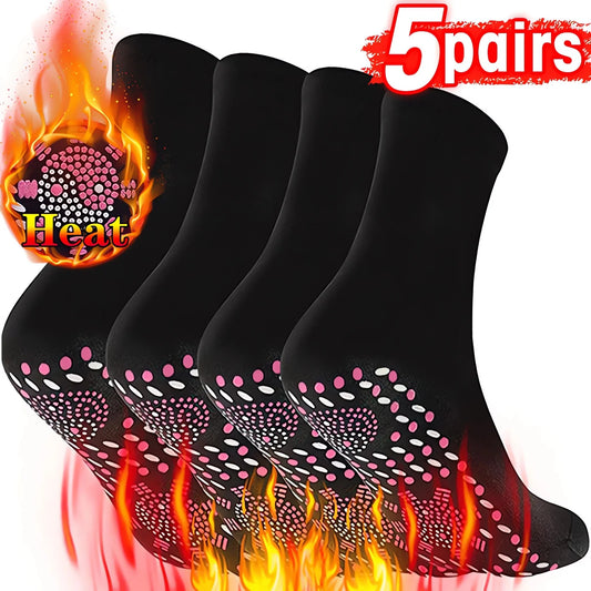 Tourmaline Self-Heating Socks - 1/5 Pairs of Winter Warm Thermal Health Care Socks with Magnetic Therapy