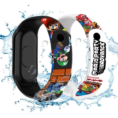 Mario Bros Children's Waterproof Digital Watch - Action Figures of Luigi, Princess Peach, Yoshi, Bowser, Sport Wristband for Kids