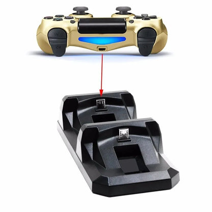 USB Dual Charging Dock for PS4 Controllers - Gaming Charging Stand for Sony PlayStation 4 Wireless Gamepads