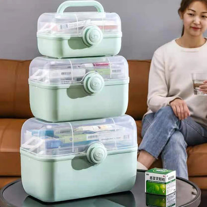 Large Capacity Family Medicine Organizer Box: Portable First Aid Kit Storage - Plastic Organizing Solution for Home