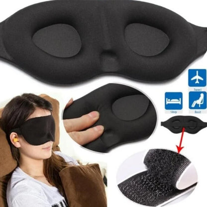 3D Sleeping Eye Mask - Padded Soft Travel Eye Cover and Blindfold, Relaxing Sleep Aid with Eye Massager