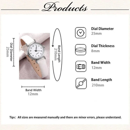 Simple Women’s Watches – Small Dial Quartz Wristwatches, Popular Round Leather Clock for Girls – Ideal Gift, Часы Женские Наручные