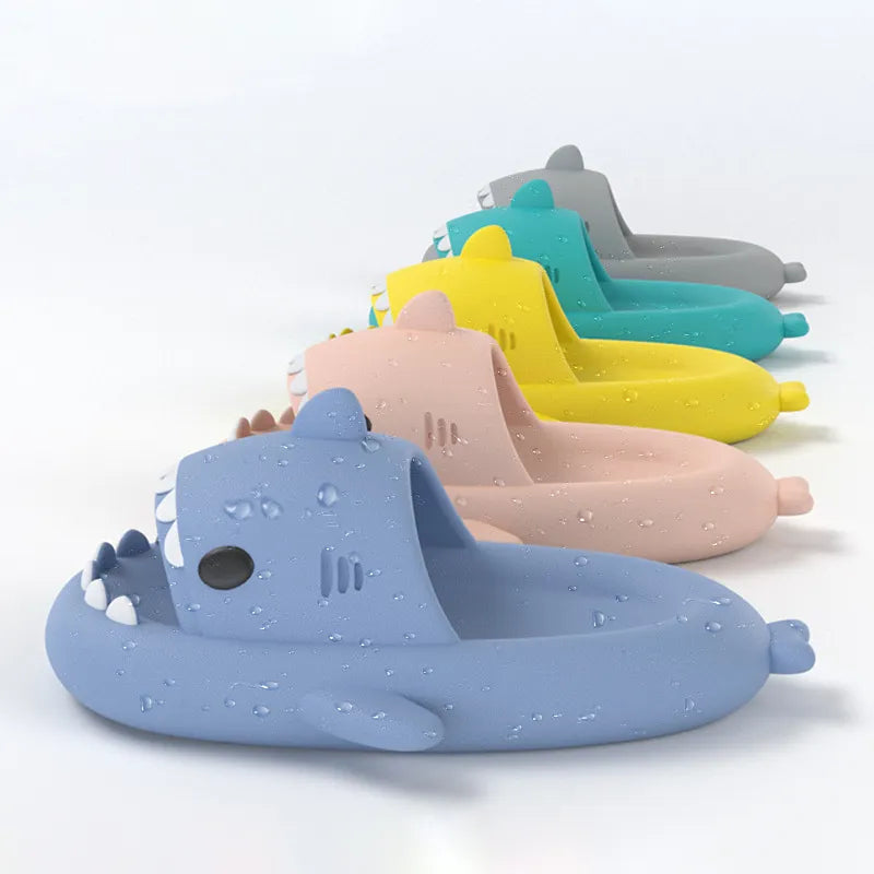 Summer Shark Fun: New Women's Slides & Men's Flip Flops - Bathroom Home Anti-Skid Flat Shoes, Outdoor Children's Sandals