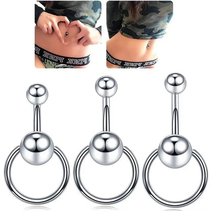 Punk Style Stainless Steel Belly Button Rings - Surgical Steel Navel Piercing Jewelry in 6mm, 8mm, 10mm Sizes