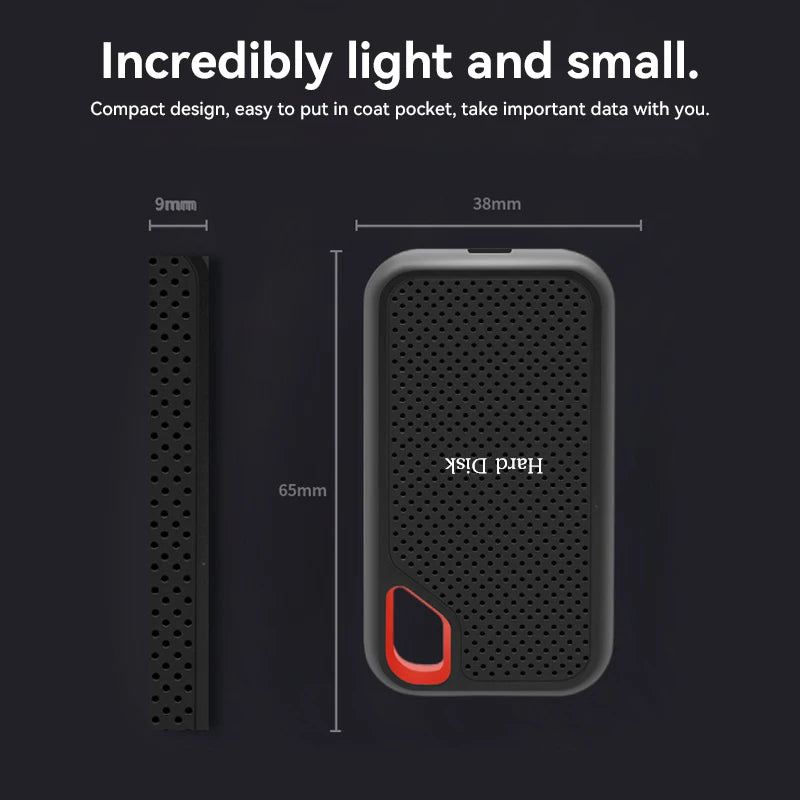 Portable E60 1TB 2TB 256TB USB 3.1 Mobile SSD External Hard Drive - Ideal Storage Solution for Laptop, PS5, and Mobile Devices - High-Performance HDD Storage Disk