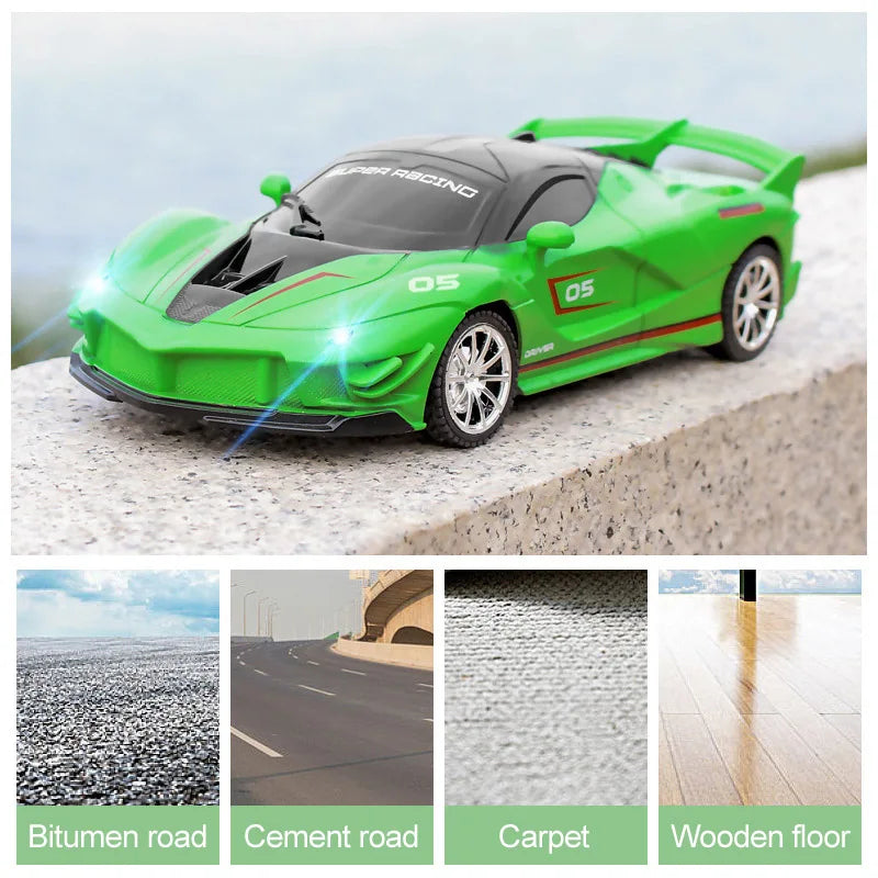 1/18 Scale RC Sports Car with LED Light - 2.4G Radio Remote Control, High-Speed Drifting Vehicle, Racing Toy for Boys and Girls