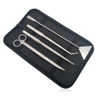 Aquarium Cleaning Tools Set: Wave Scissors, Tweezers, Stainless Trimming - Fish Tank Accessories for Aquatic Plant & Grass