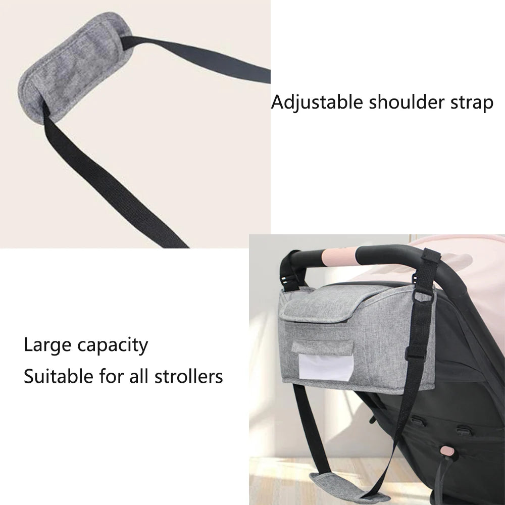 Stroller Bag Pram Organizer | Baby Accessories Cup Holder Cover | Portable Travel Carriage Bags for Newborns and Toddlers