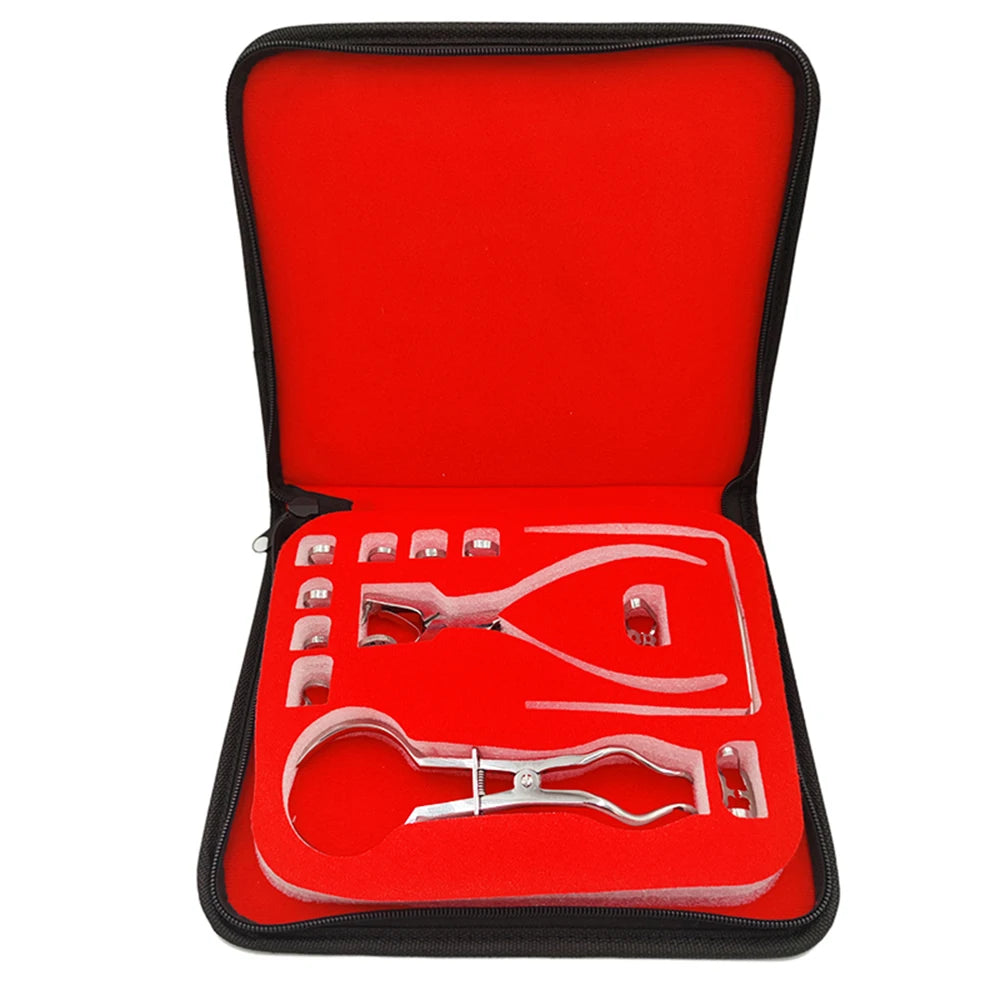 Dentistry Dam Hole Puncher Set - Pliers with Leather Bag for Dentist, Orthodontic Rubber Dam Clip Perforator Dental Tools