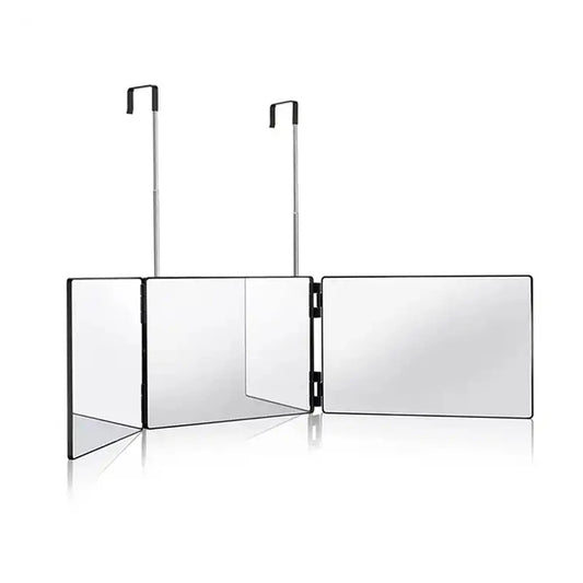 Adjustable White Retractable Three-Fold Makeup Mirror: Hanging and Portable Cosmetic Accessory for Spot-On Reflection