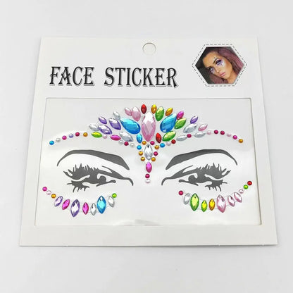 3D Sexy Face Tattoo Stickers for Kids Party: Masquerade Acrylic Glitter Rhinestone Temporary Tattoo - Female Face Jewelry DIY