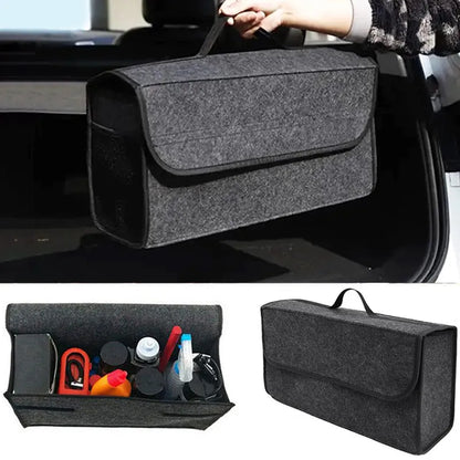 Gray Car Trunk Organizer Bag - Anti-Slip Compartment Boot Storage Tool, Car Storage Bag Organizer for Trunk