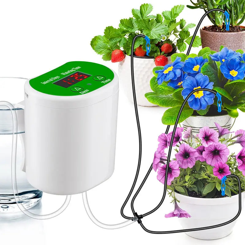 Smart Eshico Watering Machine - Digital Garden Irrigation System with Adjustable Timer and Rechargeable Sprinklers, Intelligent Watering Tools