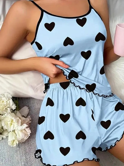 Summer Women's Pajama Set - Sexy Casual Two-Piece Camisole and Shorts Homewear Suit