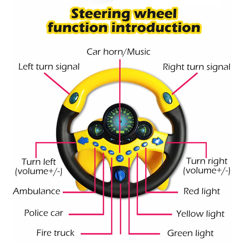 Infant Shining Electric Simulation Steering Wheel Toy: Early Educational Stroller Fun with Light, Sound, and Vocal Features