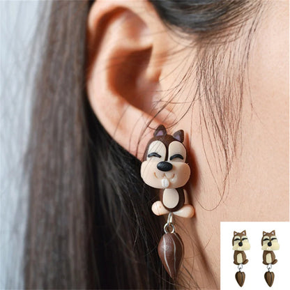 Handmade 3D Polymer Clay Animal Earrings - Cute Cat Studs for Women and Girls, New Fashion Ear Jewelry