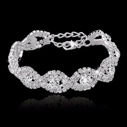 Delysia King Elegant Luxury Women's Bracelet - Silver Rhinestone Wrist Chain for Birthday Party Gifts