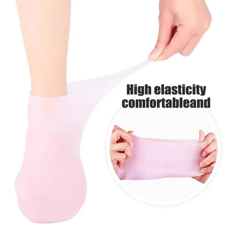 Say Goodbye to Cracked Feet: 1Pair Silicone Foot Care Socks - Anti-Cracking Moisturizing Gel Elastic Socks for DIY Foot Mask, Dead Skin Removal Pedicure Tool