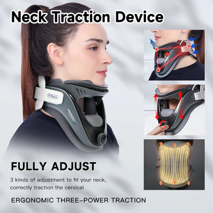 Inflatable Neck Traction Device - Cervical Vertebra Support Stretcher and Posture Corrector Collar. Neck Care