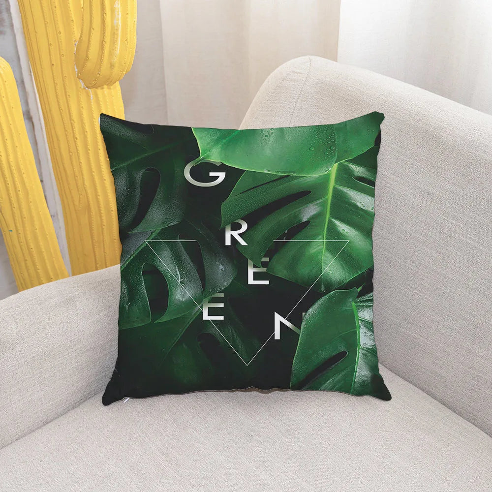 Linlamlim Green Cushion Cover: Decorative Pillowcase for Bedroom Bed, Living Room Sofa, Car - Throw Pillow Cover Accessories