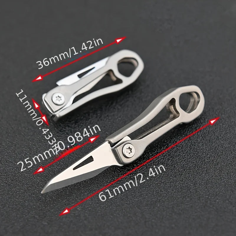 Mini Folding Knife - Sharp Stainless Steel Outdoor EDC Keychain | Portable Unpacking Express Tool and Gift Pendant