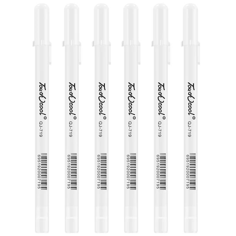 Creative Precision: 5 PCS White Manga Marker Pens Set - 0.8 mm Permanent Ink, Waterproof Art Brush Pens for Scrapbooking and School Supplies