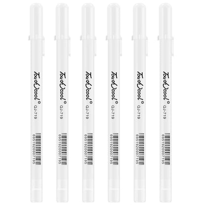 Creative Precision: 5 PCS White Manga Marker Pens Set - 0.8 mm Permanent Ink, Waterproof Art Brush Pens for Scrapbooking and School Supplies