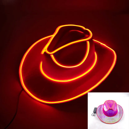 New Pearlescent Cowboy Hat - Glowing Cowgirl Cap for Dance Costumes, Neon Nightclub Decor