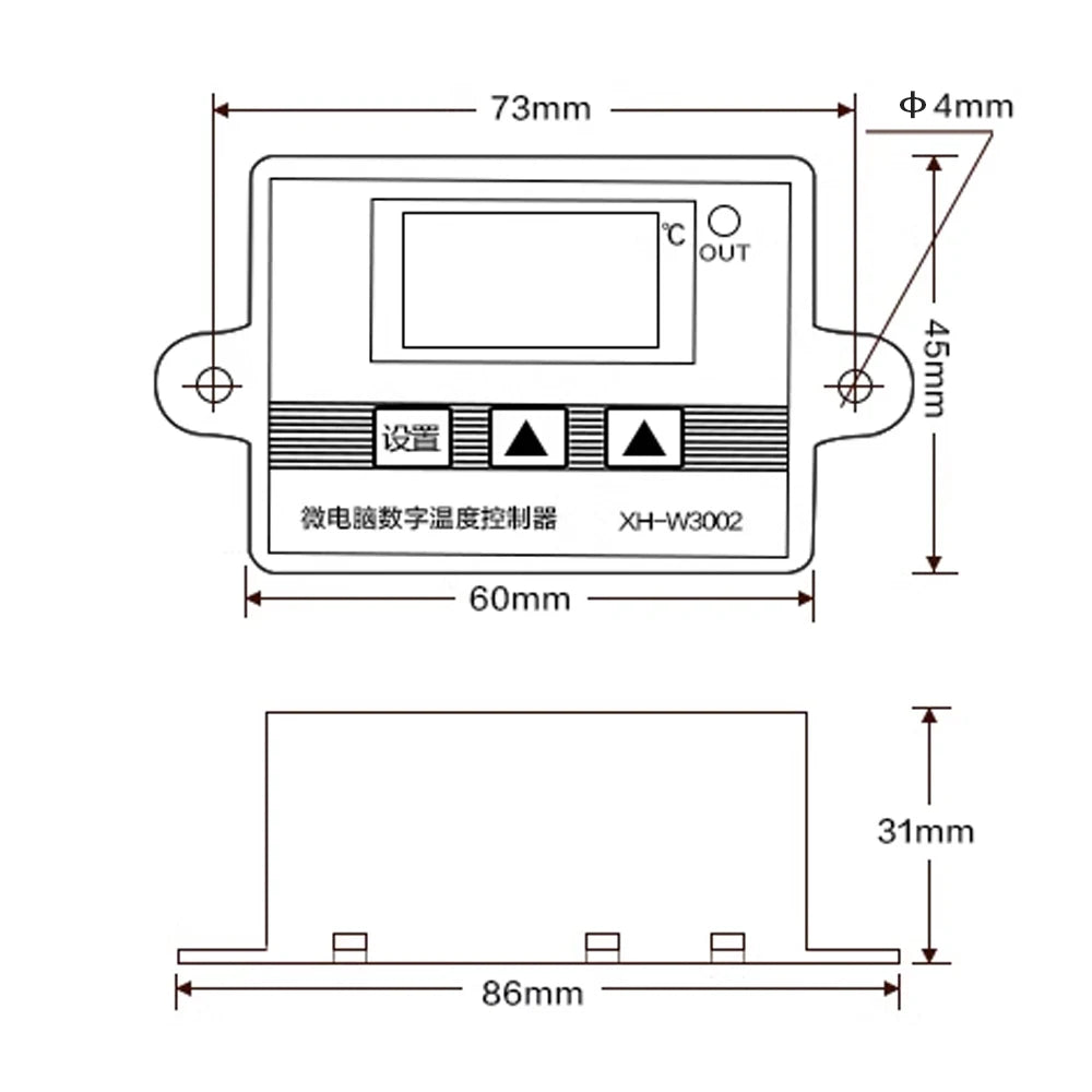 W3002 Digital LED Temperature Controller - 12V/24V/110V/220V, 10A Thermostat Regulator XH-3002