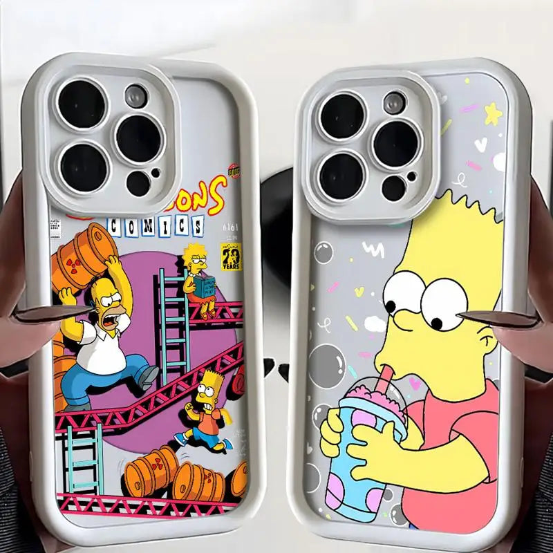 Shockproof Silicone Case for Apple iPhone - Cartoon Simpsons Design, Protective Phone Cover for Models 11, 12, 13, 14 Plus, and 15 Pro Max