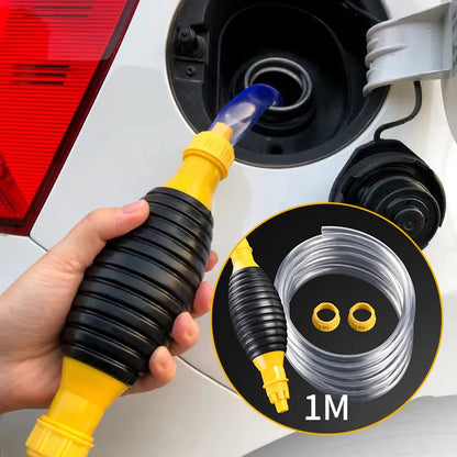 Universal Car Portable Manual Fuel Pump: Hand Primer for Gasoline, Gas, and Oil Transfer - New Update, Large Flow Self-Priming