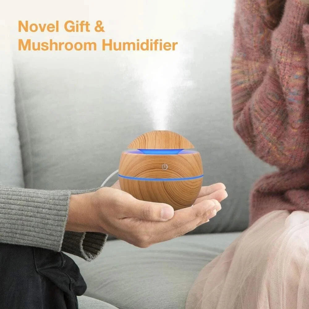 Ultrasonic Wood Aroma Diffuser Humidifier - Electric Air Humidifier with Essential Oil Aromatherapy for Bedroom Cool Mist Maker