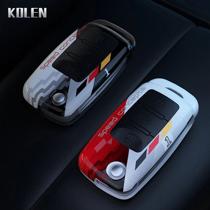 ABS Car Folding Key Case Cover Shell - For Volkswagen Polo, Golf, Passat, Beetle, Tiguan, Skoda Octavia, Kodiaq, Seat Leon, Altea