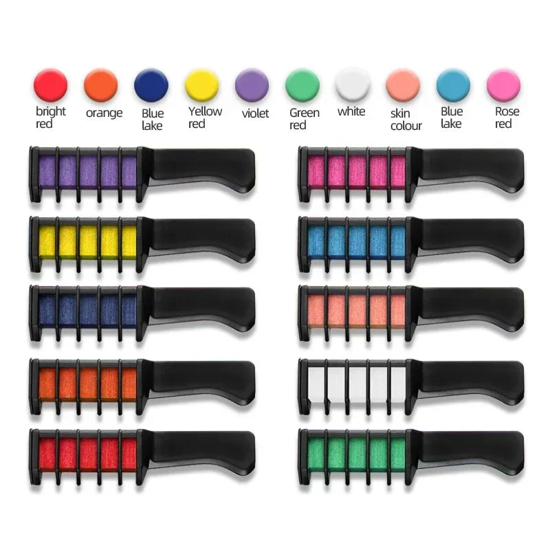 Instant Hair Dye Chalk: 10/1 pcs Fashion Color Chalk for Hair - Temporary Colored Mascara for Girls