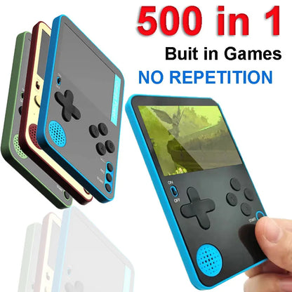 Portable Handheld Game Console: 500 Classic Games Retro Video Mini Console with LCD Screen - Rechargeable, Great Gift for Kids and Adults