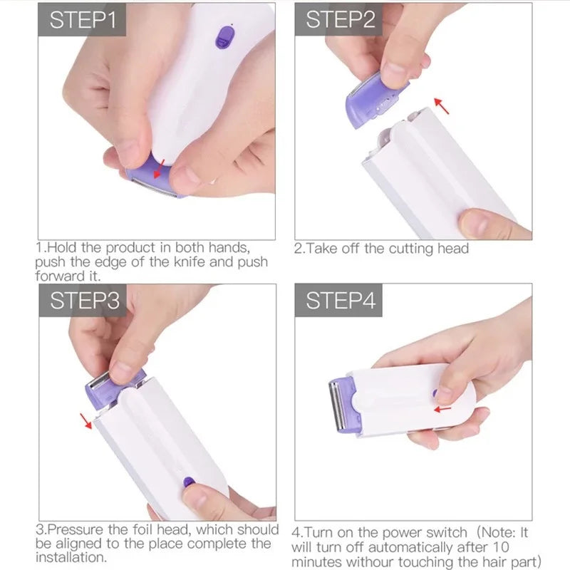 Blue-Light Body Epilator - Rotary Electric Hair Remover for Face, Legs, and Bikini Area, Automatic Ladies' Shaver