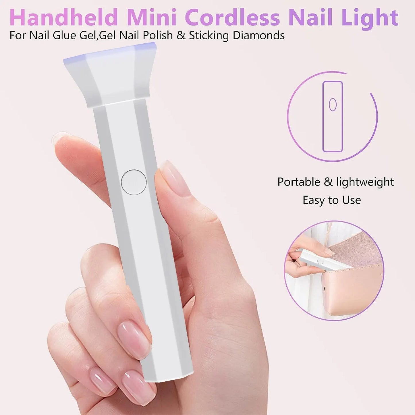 Portable Nail Dryer Lamp - UV LED Nail Light for Curing All Gel Polish - USB Rechargeable Quick Dry Manicure Machine - Nail Art Tools