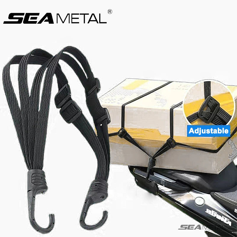 SEAMETAL Motorcycle Back Seat Helmet Straps - Elastic Fixed Adjustment Rope (60cm/90cm)