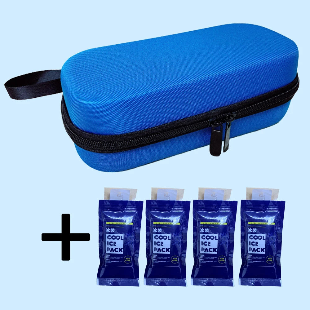 Medical Cooler Travel Pouch - EVA Insulin Pen Case for Diabetes, Drug Freezer Box with 4 Ice Packs for Cooling Storage