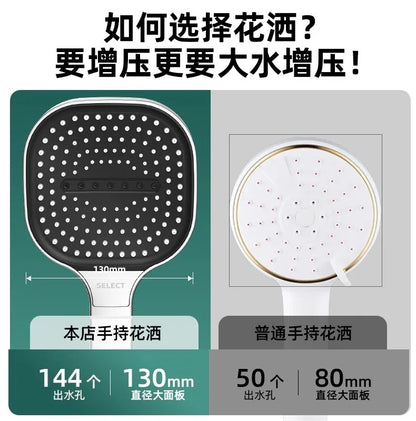 New 13CM Large Panel Shower Head - High Pressure Water Massage with 3 Modes and Filter Element for Bathroom Accessories