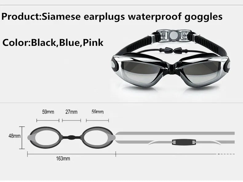 Professional Swimming Goggles - Electroplate Waterproof Silicone Swim Glasses for Adults